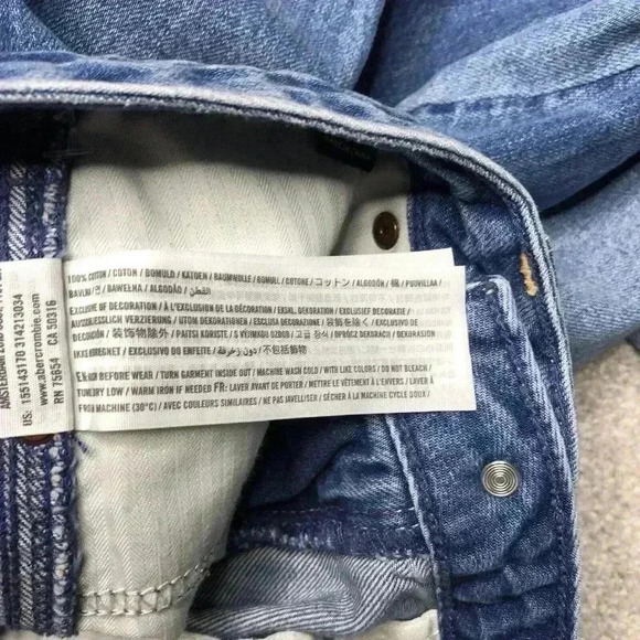 Abercrombie Fitch Jeans Wide Leg High Rise Blue Color Signature - Picture 10 of 12